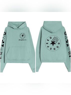 REESE COOPER Flags Cotton Knit Hoodie In Green size XL